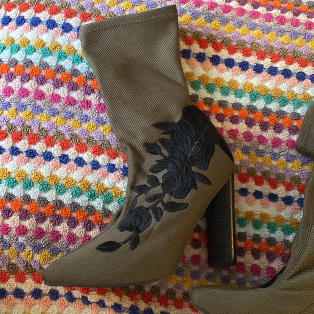 Olive green & black sock boots